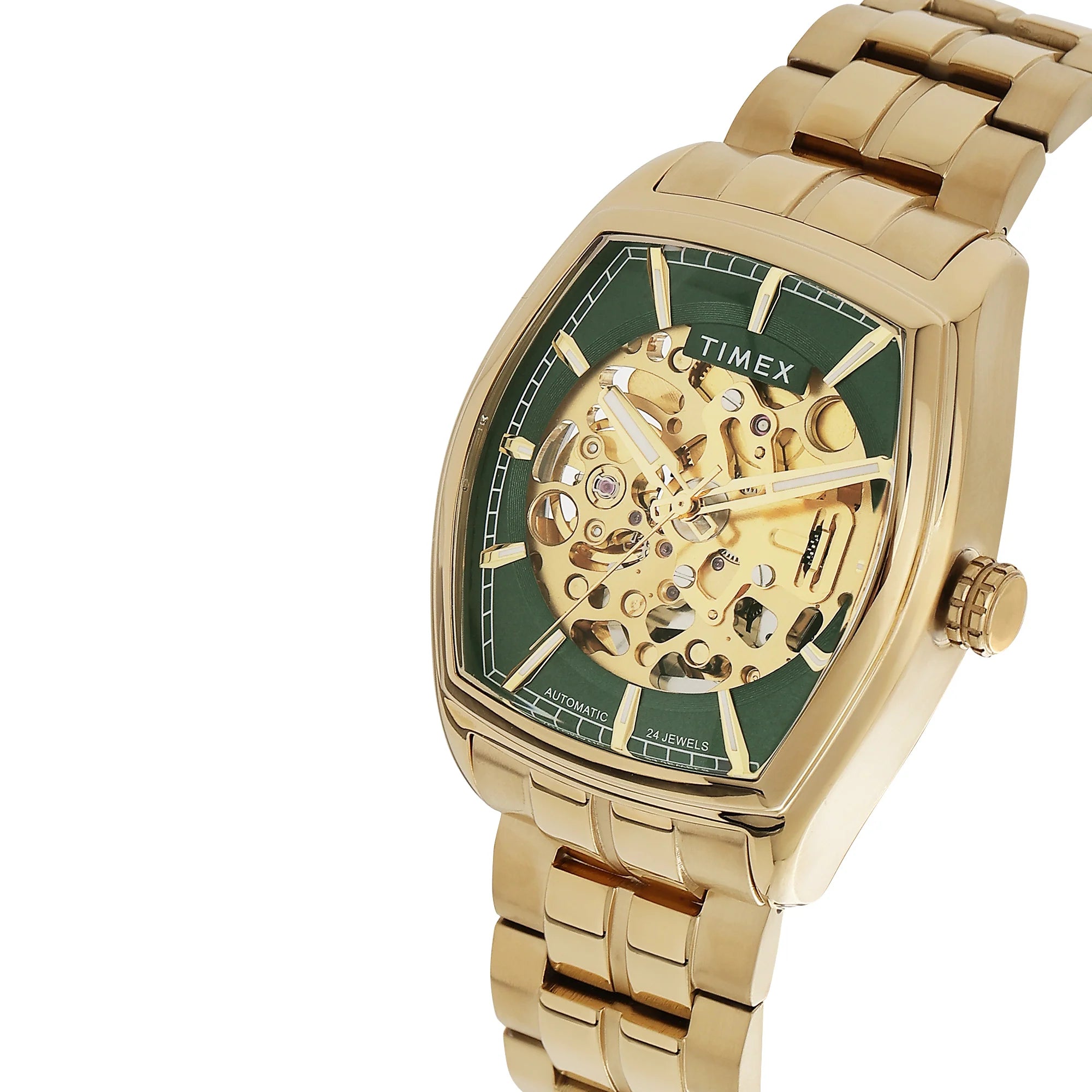 Timex Automatic Green Tonneau Dial Stainless Steel Men's Watch - TWEG25902 - KRISHNA WATCH COMPANY