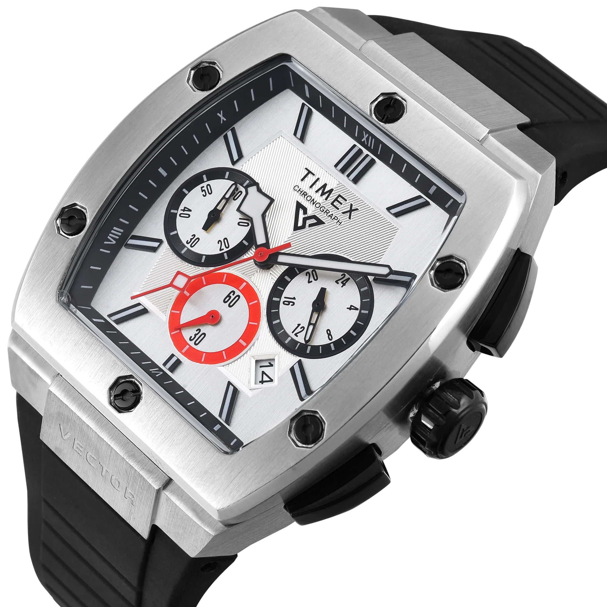 TIMEX Vector Men Silver Rectangle Chronograph Dial Analog Watch - TWEG26200 - KRISHNA WATCH COMPANY
