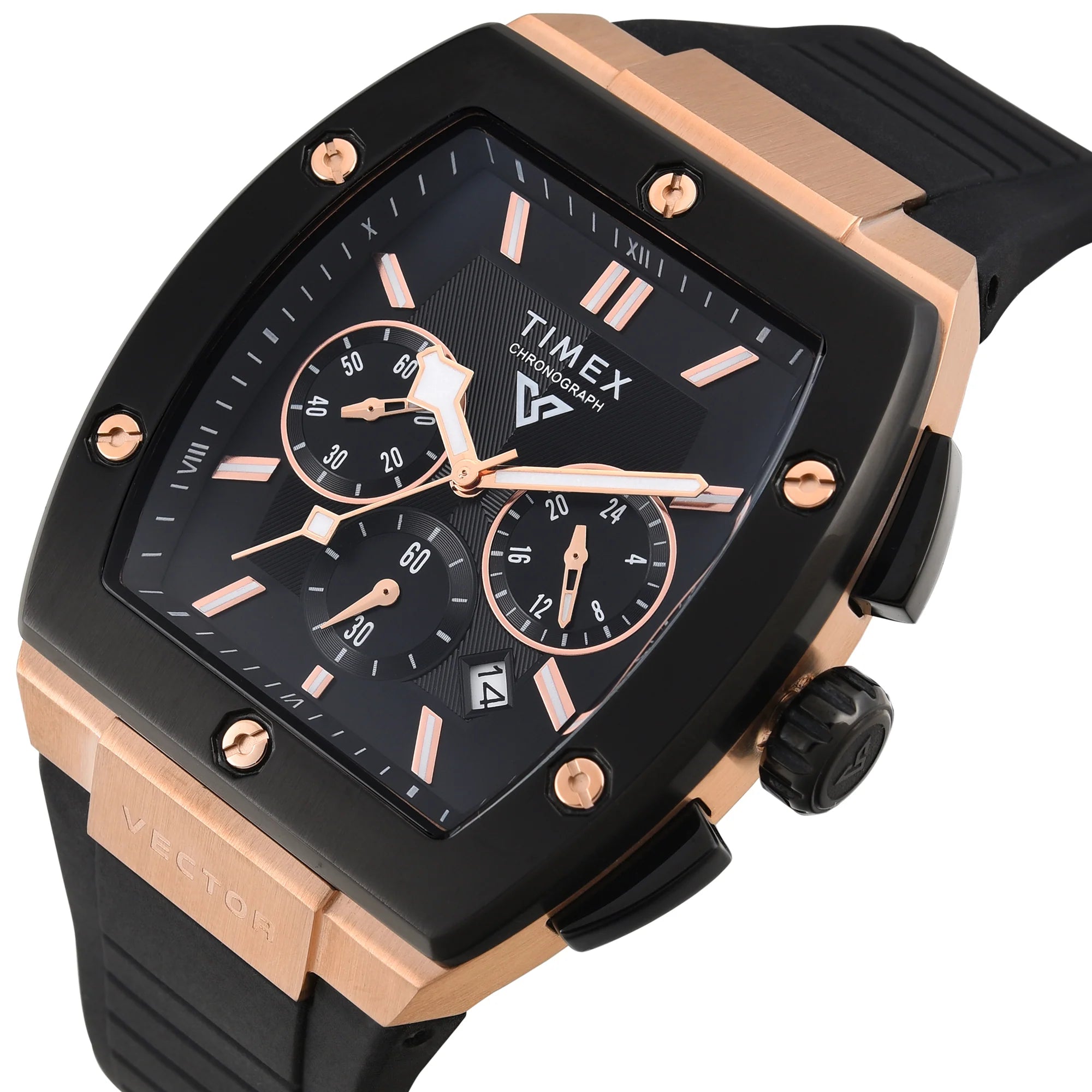 TIMEX Vector Men Black Rectangle Chronograph Dial Analog Watch - TWEG26201 - KRISHNA WATCH COMPANY