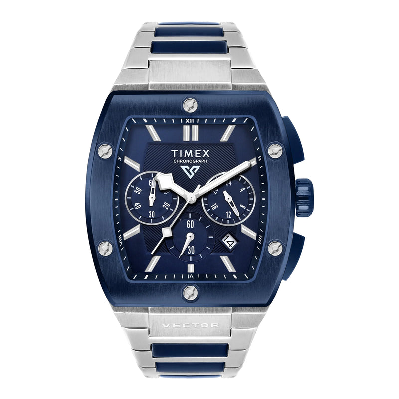 TIMEX Vector Men Blue Rectangle Chronograph Dial Analog Watch - TWEG26202 - KRISHNA WATCH COMPANY