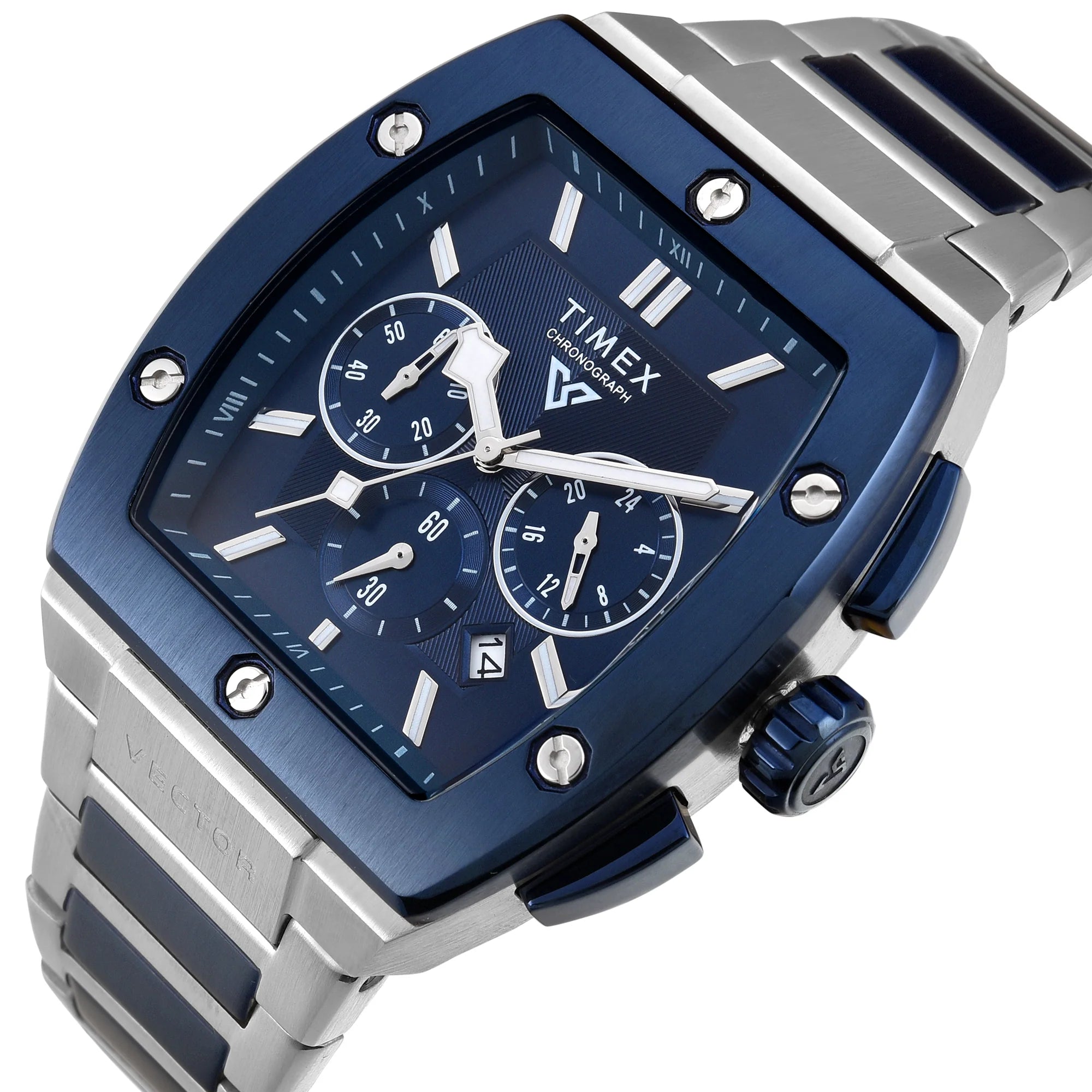 TIMEX Vector Men Blue Rectangle Chronograph Dial Analog Watch - TWEG26202 - KRISHNA WATCH COMPANY