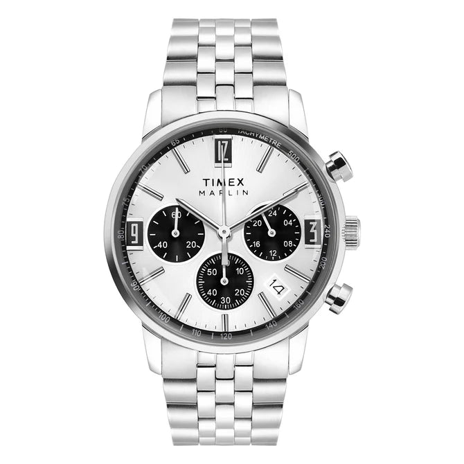Timex Marlin Panda Silver-Tone Round Dial Analog Men's Watch - TWEG26704 - KRISHNA WATCH COMPANY