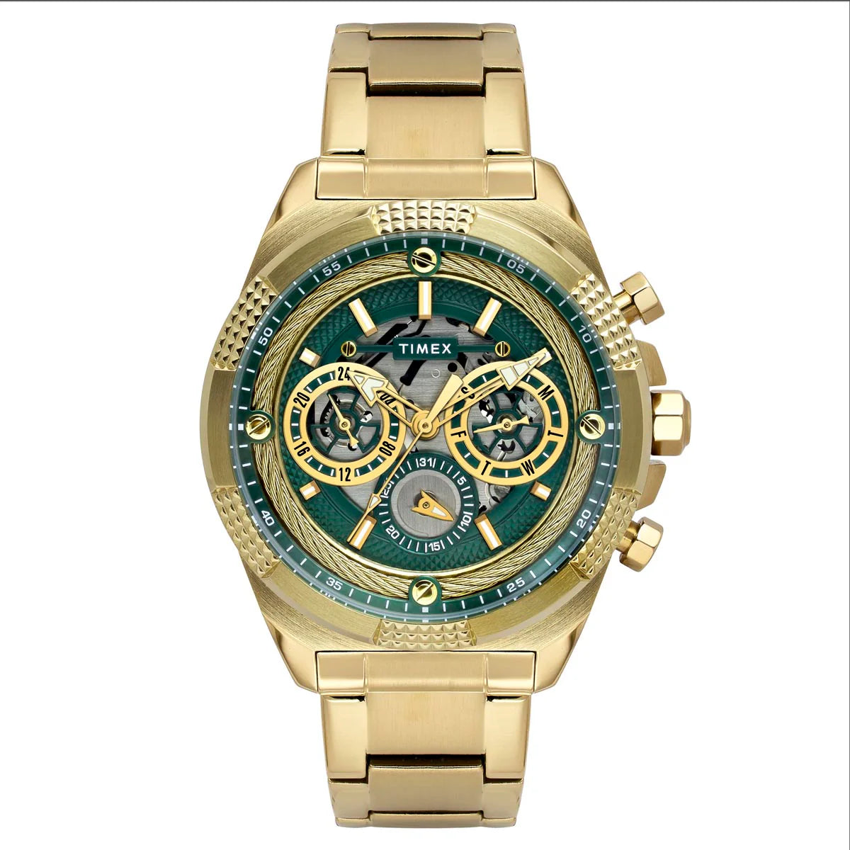 Timex Men's Premium Green Skeletal Dial Analog Watch - TWEG27700 - KRISHNA WATCH COMPANY