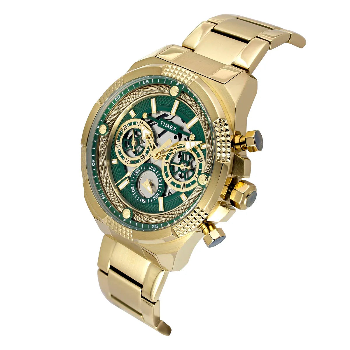Timex Men's Premium Green Skeletal Dial Analog Watch - TWEG27700 - KRISHNA WATCH COMPANY