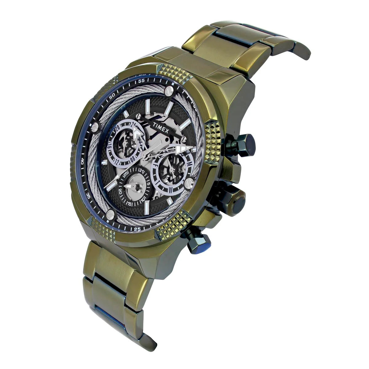 Timex Men's Premium Green Skeletal Dial Analog Watch -TWEG27701 - KRISHNA WATCH COMPANY