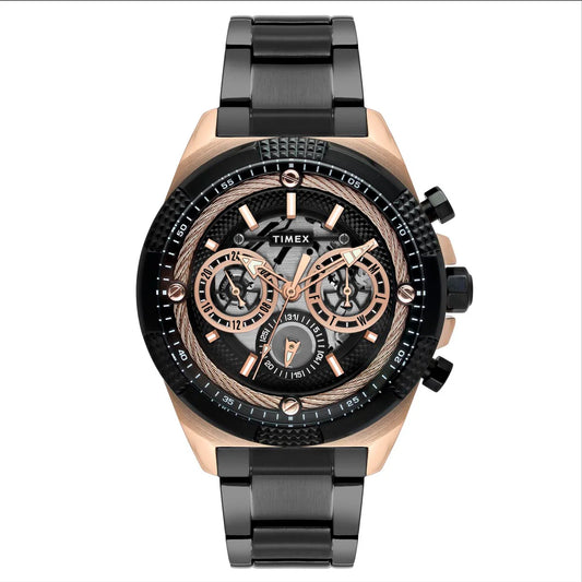 Timex Men's Premium Black Skeletal Dial Analog Watch -TWEG27702
