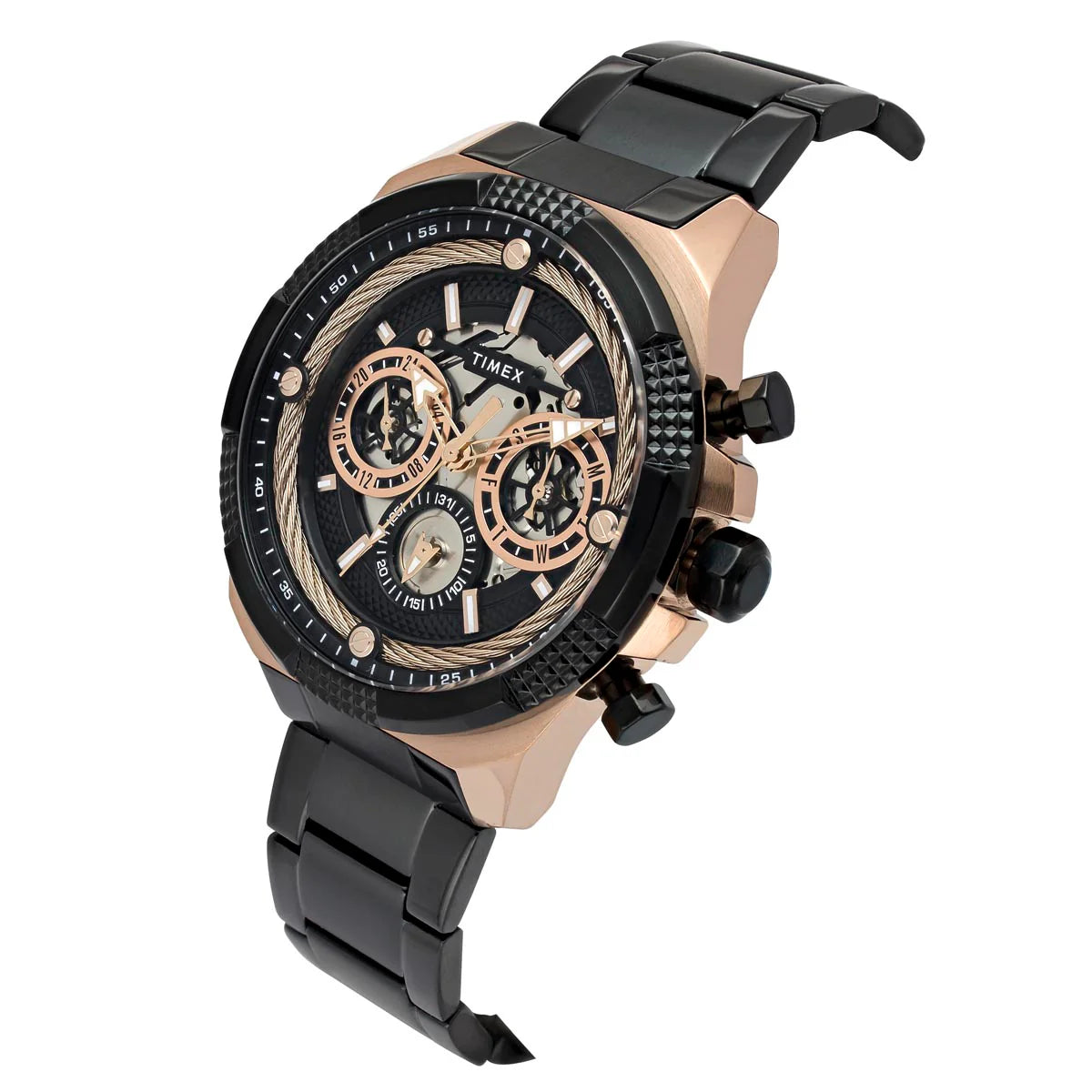 Timex Men's Premium Black Skeletal Dial Analog Watch -TWEG27702 - KRISHNA WATCH COMPANY