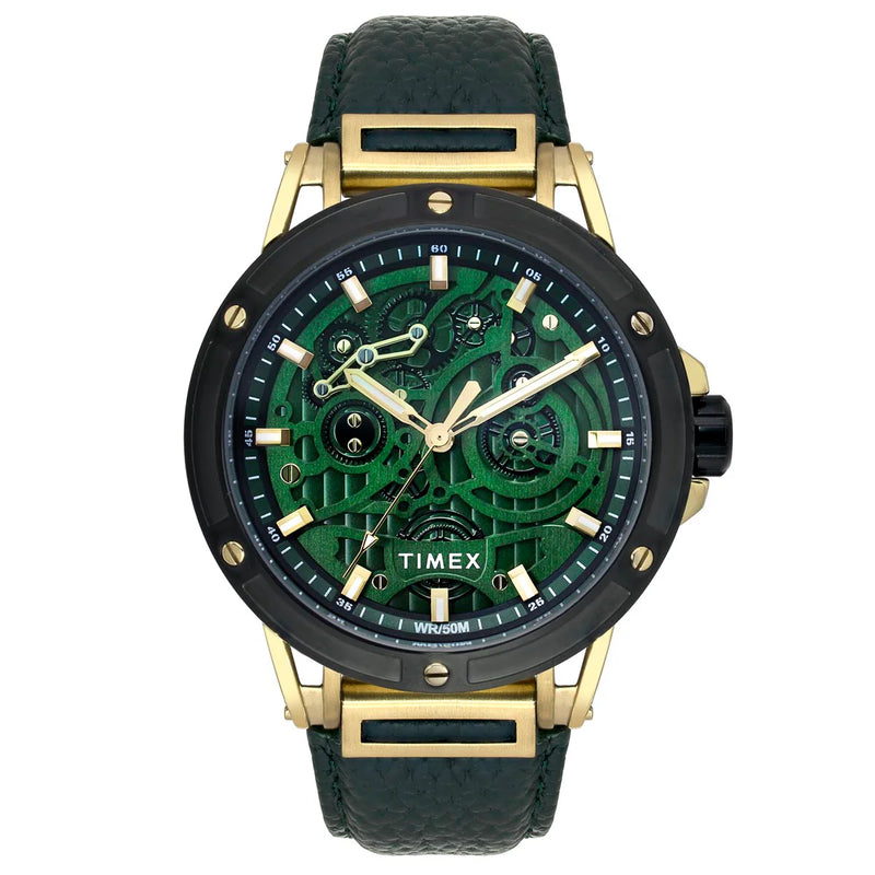 Timex Men's Premium Green Skeletal Dial Analog Watch -TWEG27800