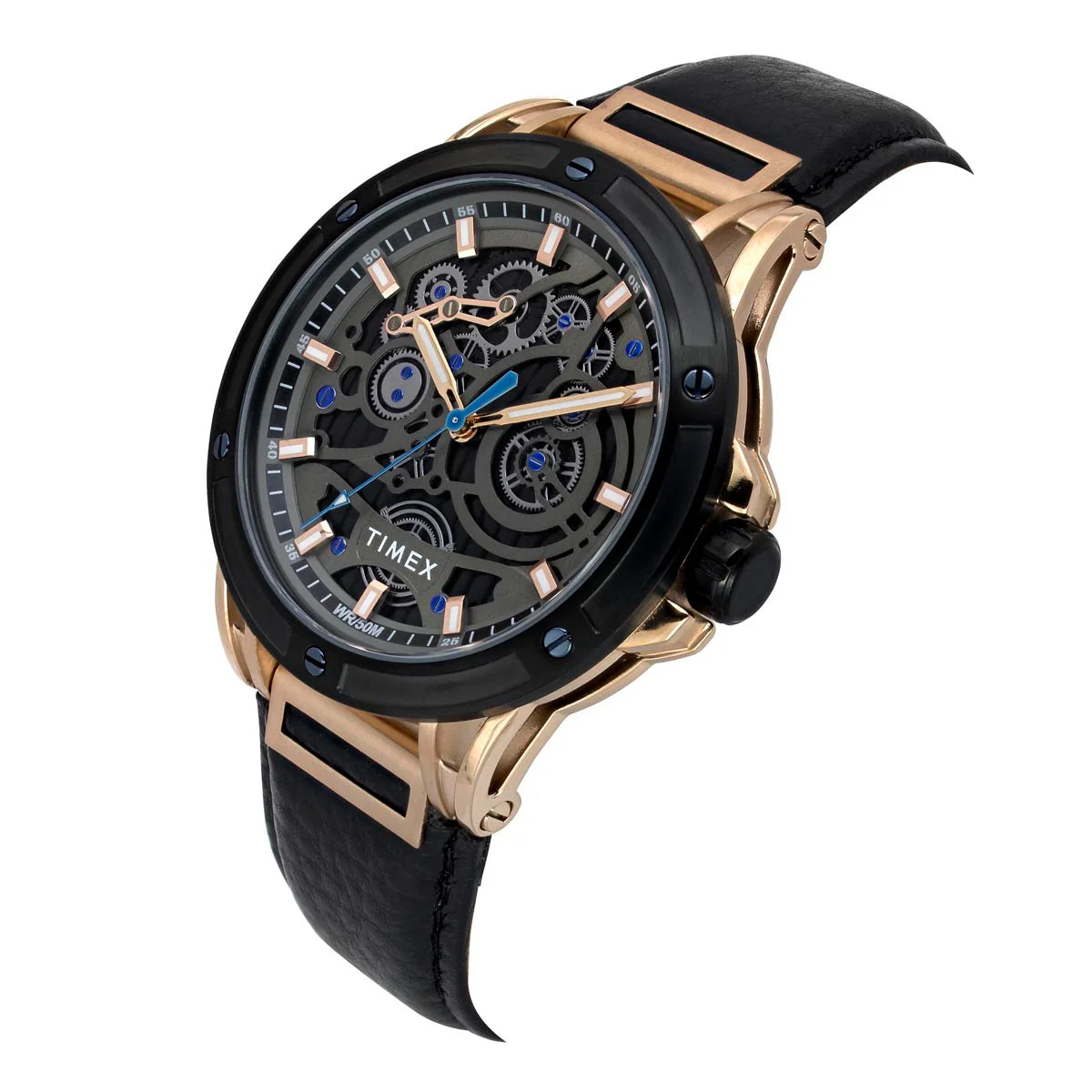 Timex Men's Premium Black Skeletal Dial Analog Watch -TWEG27801 - KRISHNA WATCH COMPANY