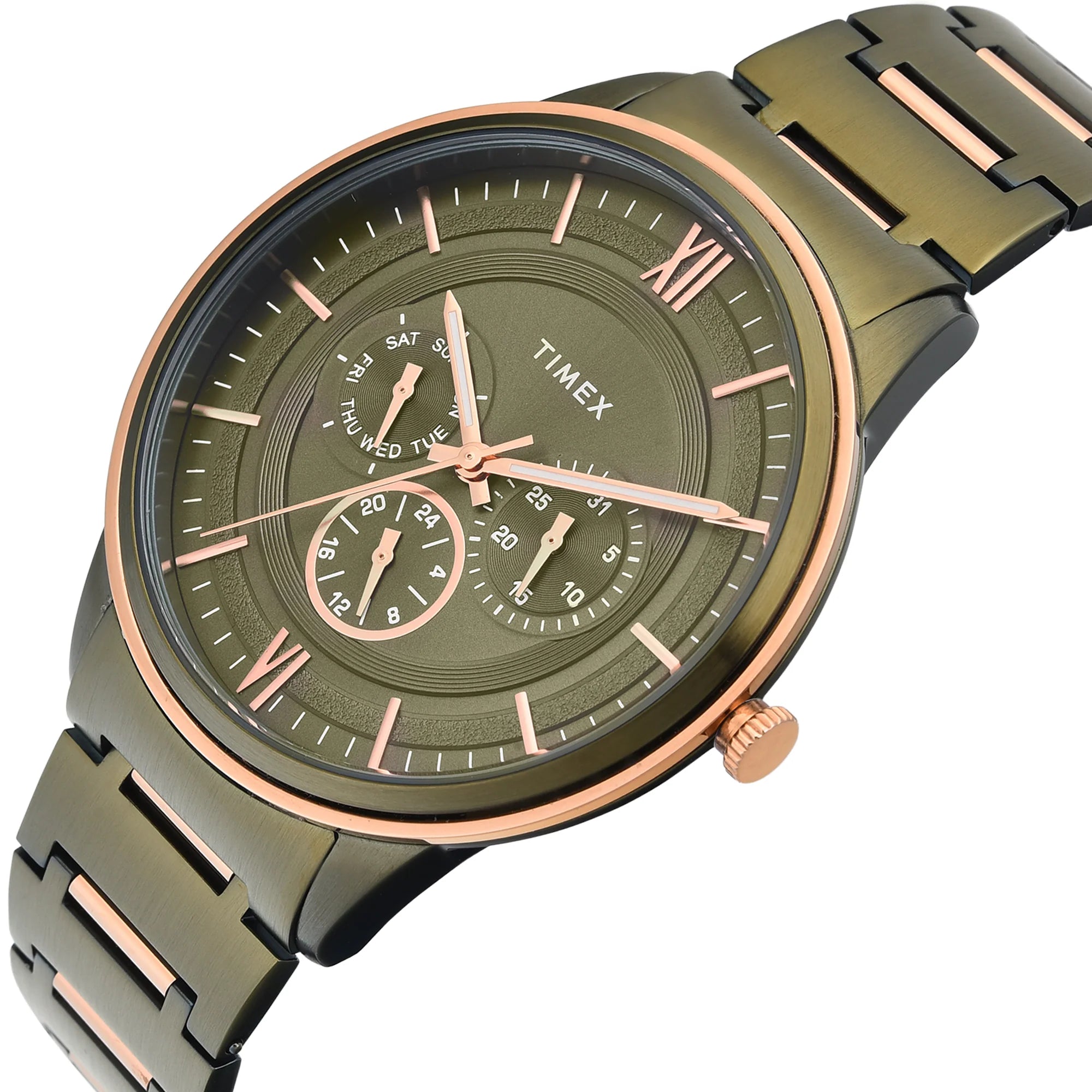 Timex Men's Premium Green Dial Analog Watch - TWEG28002 - KRISHNA WATCH COMPANY
