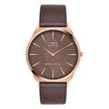 Timex Signio Brown Leather Slim Mens Watch TWEG34200