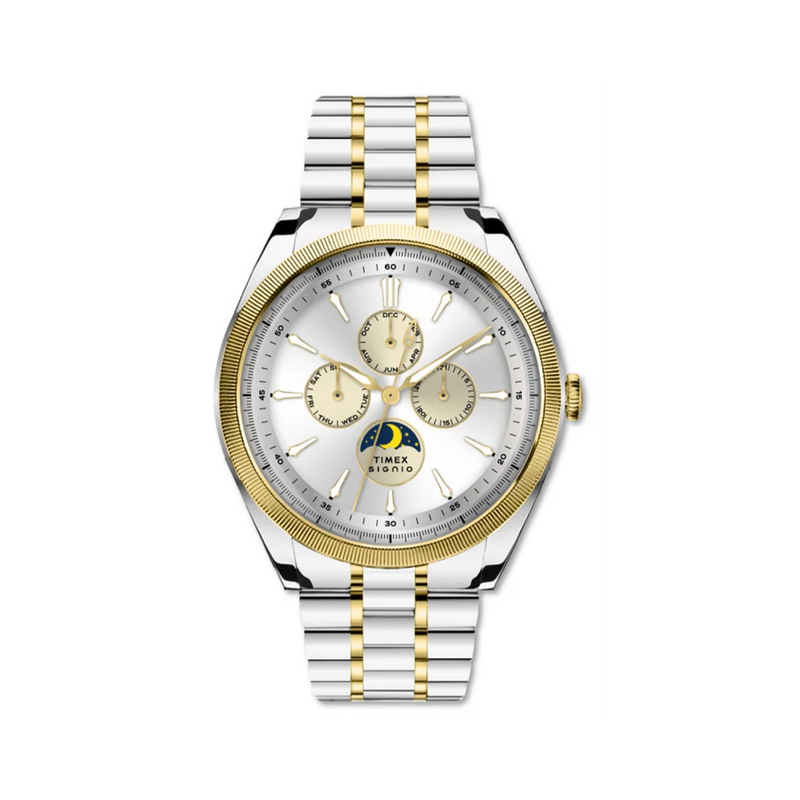 Timex Signio Multifunction Silver Dial Steel Golden Mens Watch TWEG34401 - KRISHNA WATCH COMPANY