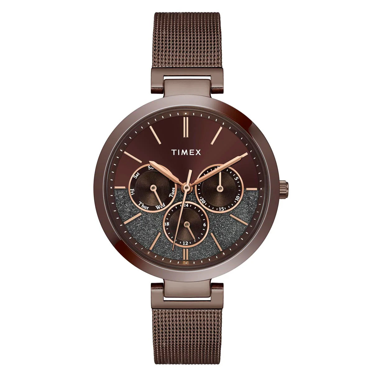 Timex Women Brown Round Dial Analog Watch - TWEL14507 - KRISHNA WATCH COMPANY