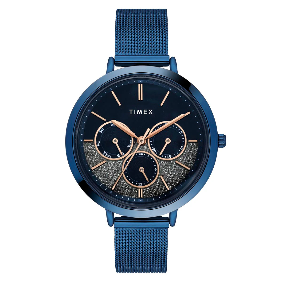 TIMEX Women Blue Round Dial Analog Watch - TWEL14508 - KRISHNA WATCH COMPANY