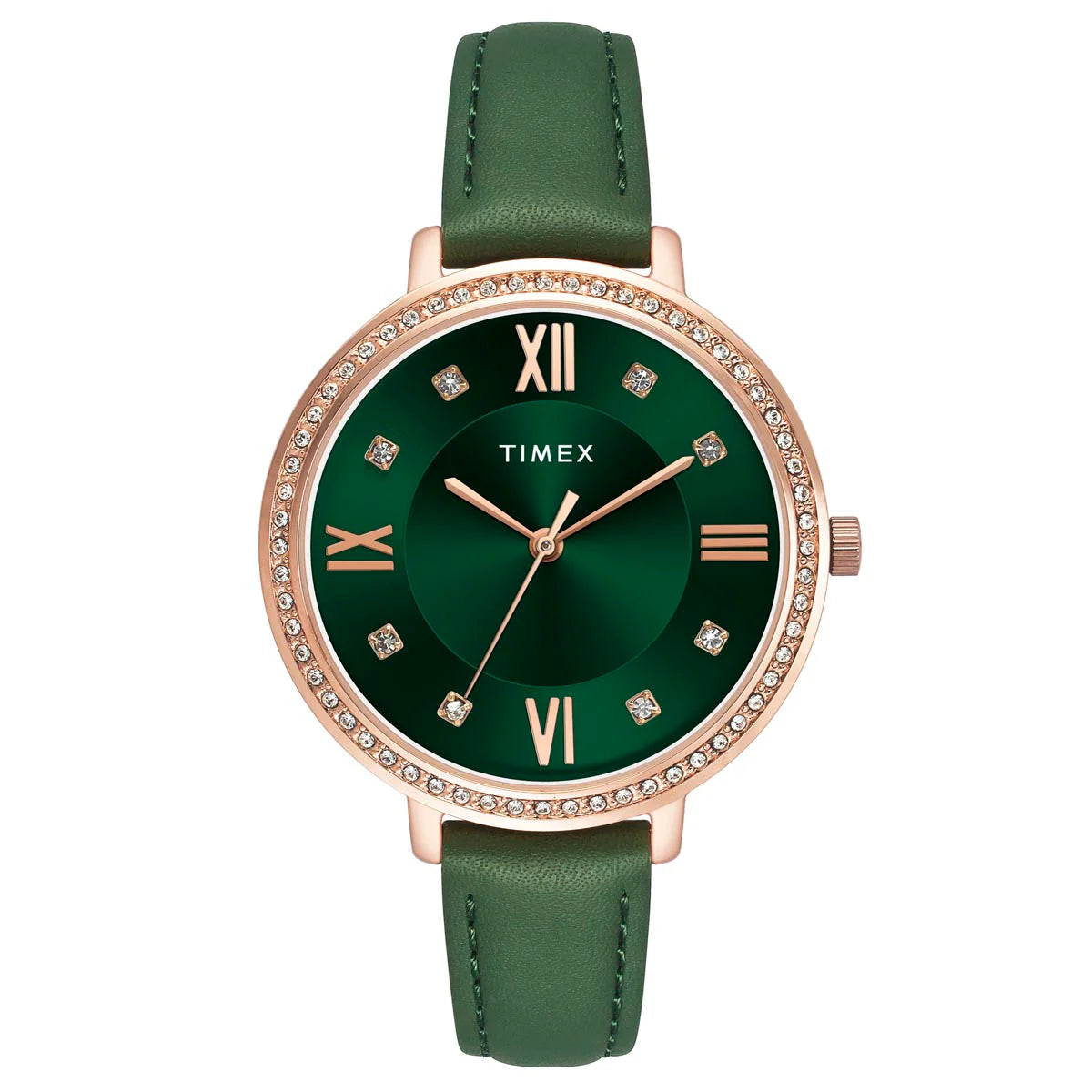 Timex Women Green Round Dial Analog Watch - TWEL14713 - KRISHNA WATCH COMPANY