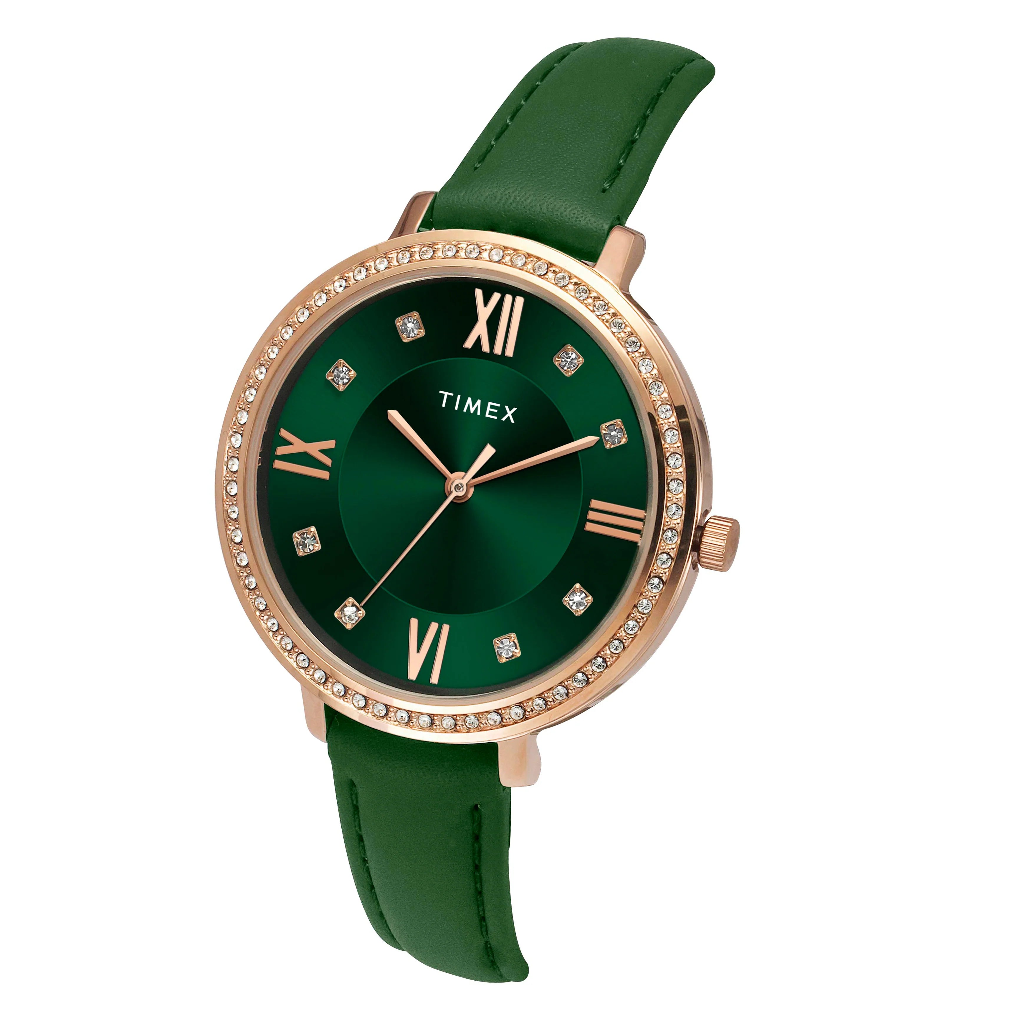 Timex Women Green Round Dial Analog Watch - TWEL14713 - KRISHNA WATCH COMPANY