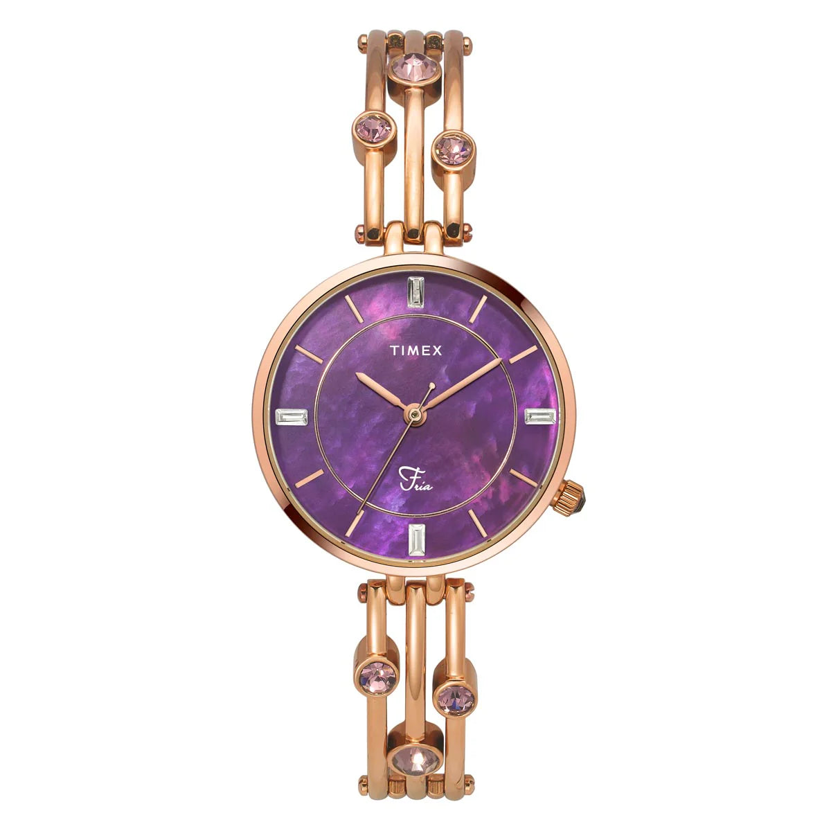 Timex Fria Women Purple Round Dial Analog Watch - TWEL16005 - KRISHNA WATCH COMPANY