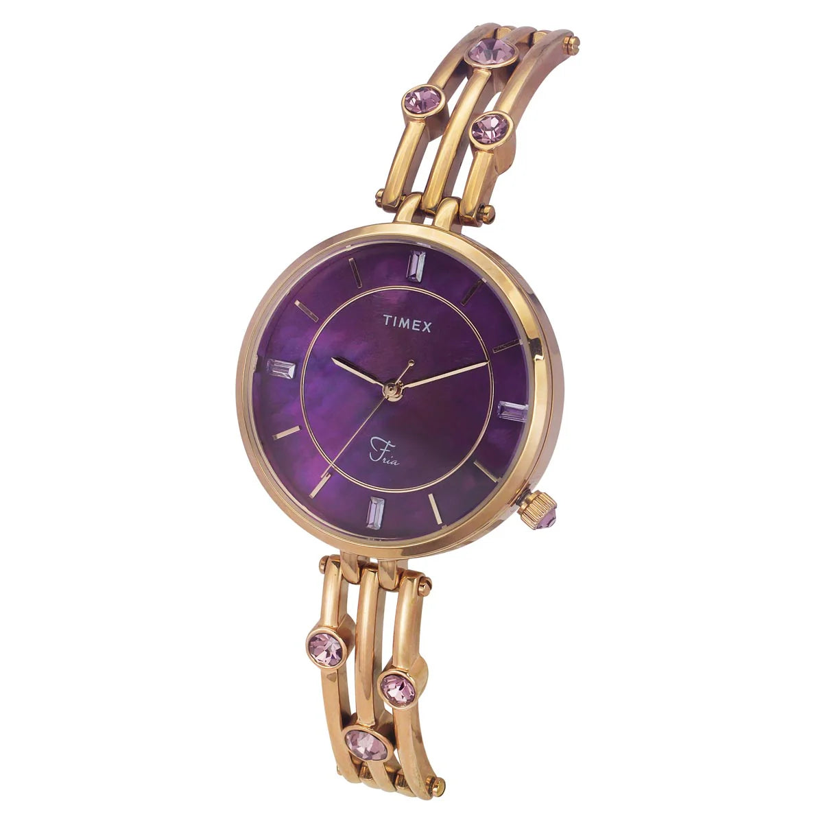 Timex Fria Women Purple Round Dial Analog Watch - TWEL16005 - KRISHNA WATCH COMPANY