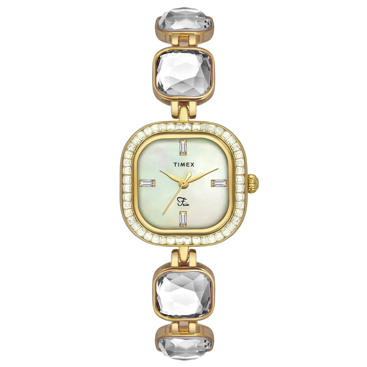 Timex Fria Women Mother Of Pearl Square Dial Analog Watch - TWEL17106 - KRISHNA WATCH COMPANY