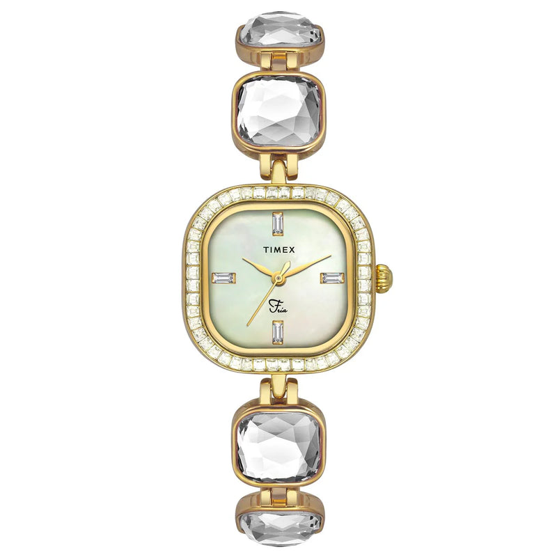 Timex Fria Women Mother Of Pearl Square Dial Analog Watch - TWEL17106 - KRISHNA WATCH COMPANY