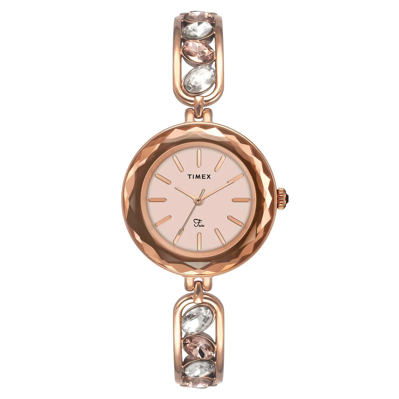 Timex Fria Women Rose Gold Round Dial Analog Watch - TWEL17600 - KRISHNA WATCH COMPANY