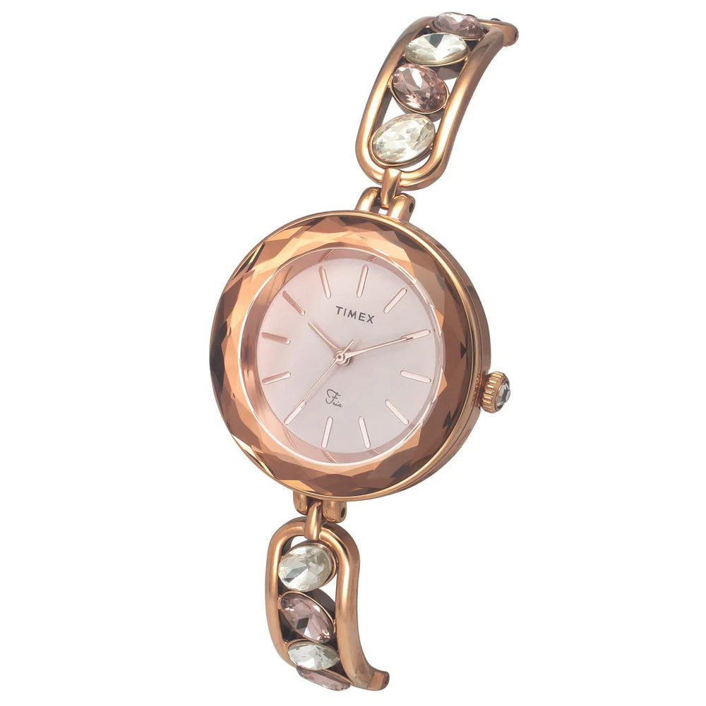 Timex Fria Women Rose Gold Round Dial Analog Watch - TWEL17600 - KRISHNA WATCH COMPANY