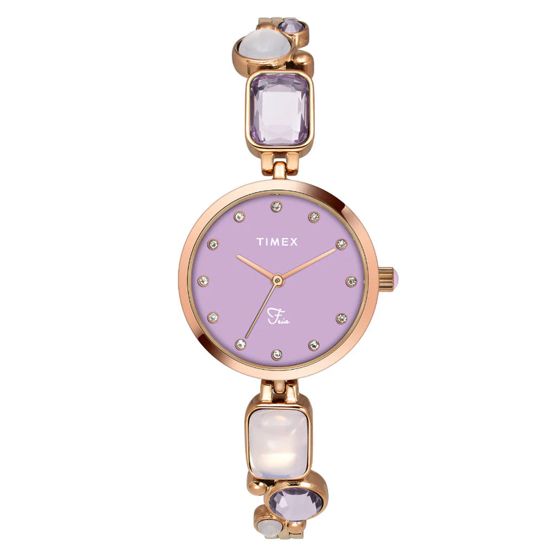 Timex Fria Women Purple Round Analog Watch - TWEL17803 - KRISHNA WATCH COMPANY