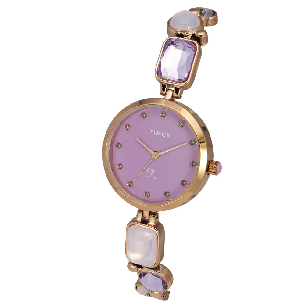 Timex Fria Women Purple Round Analog Watch - TWEL17803 - KRISHNA WATCH COMPANY