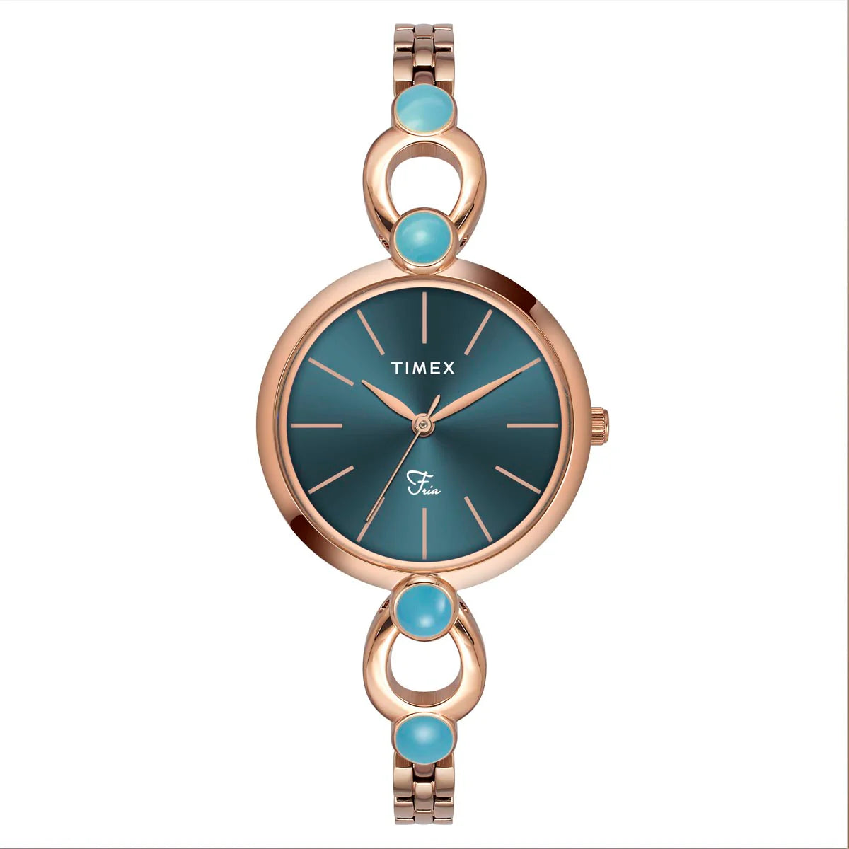 Timex Fria Women Teal Round Dial Analog Watch - TWEL18106 - KRISHNA WATCH COMPANY