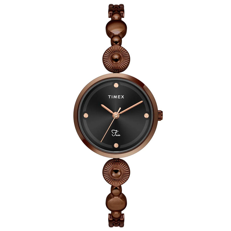 Timex Fria Women Black Round Dial Analog Watch - TWEL18204 - KRISHNA WATCH COMPANY