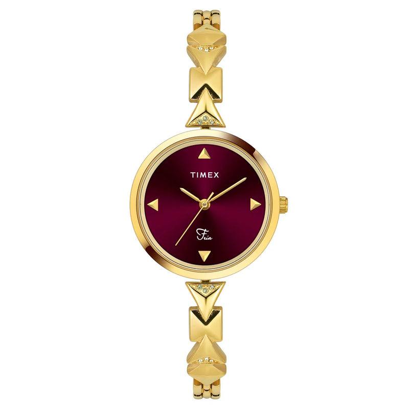 Timex Fria Women Burgundy Round Dial Analog Watch - TWEL18304 - KRISHNA WATCH COMPANY