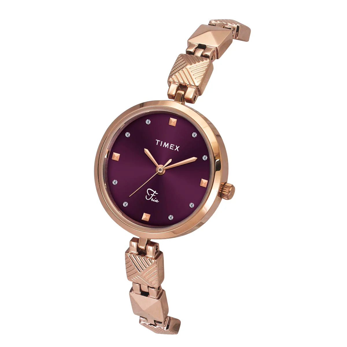 TIMEX Fria Women Burgundy Round Dial Analog Watch - TWEL18310 - KRISHNA WATCH COMPANY