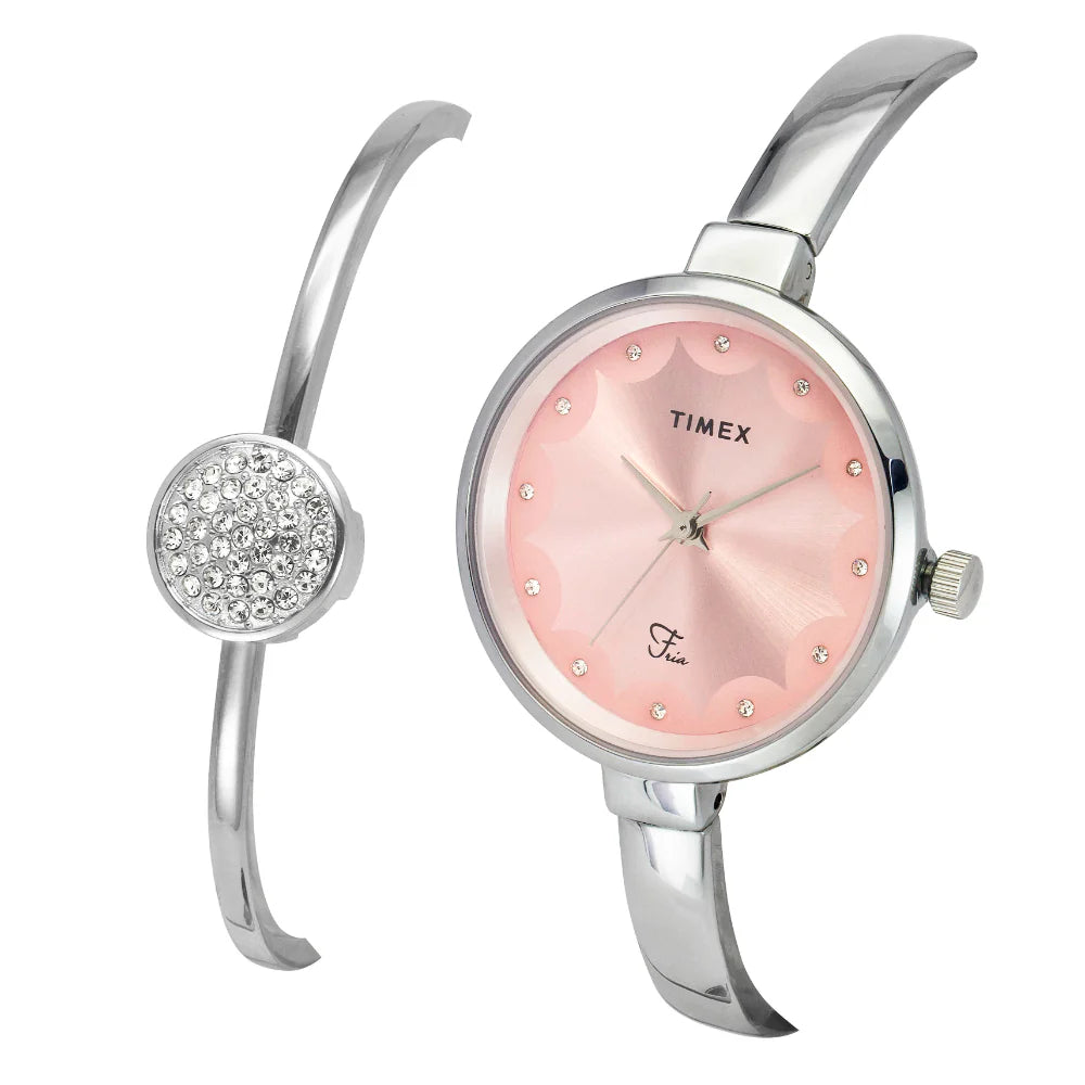 Timex Fria Women Pink Round Dial Analog Watch with Bracelet- TWEL18500 - KRISHNA WATCH COMPANY