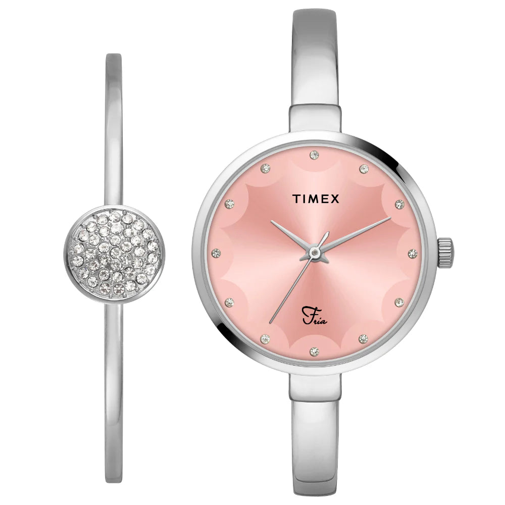 Timex Fria Women Pink Round Dial Analog Watch with Bracelet- TWEL18500 - KRISHNA WATCH COMPANY