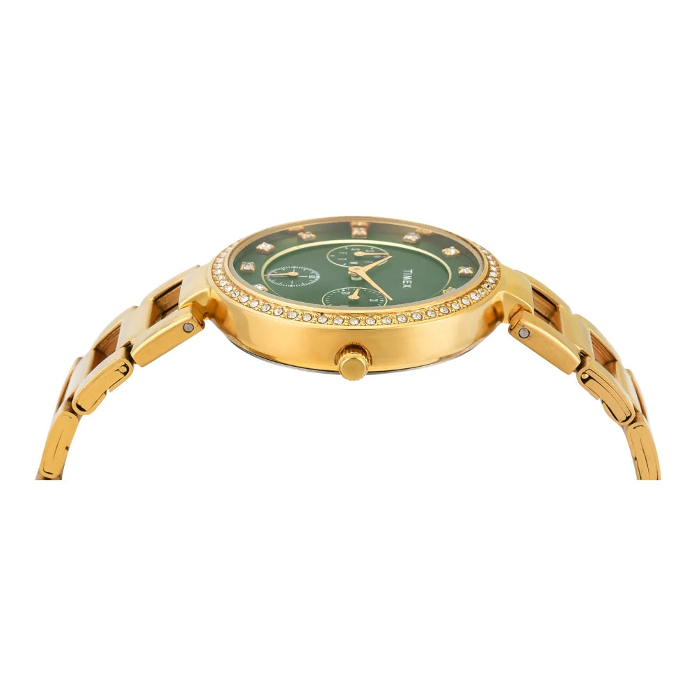 Timex Cosmic Awe Women Multifunction Round Dial Green Watch - TWEL18700 - KRISHNA WATCH COMPANY