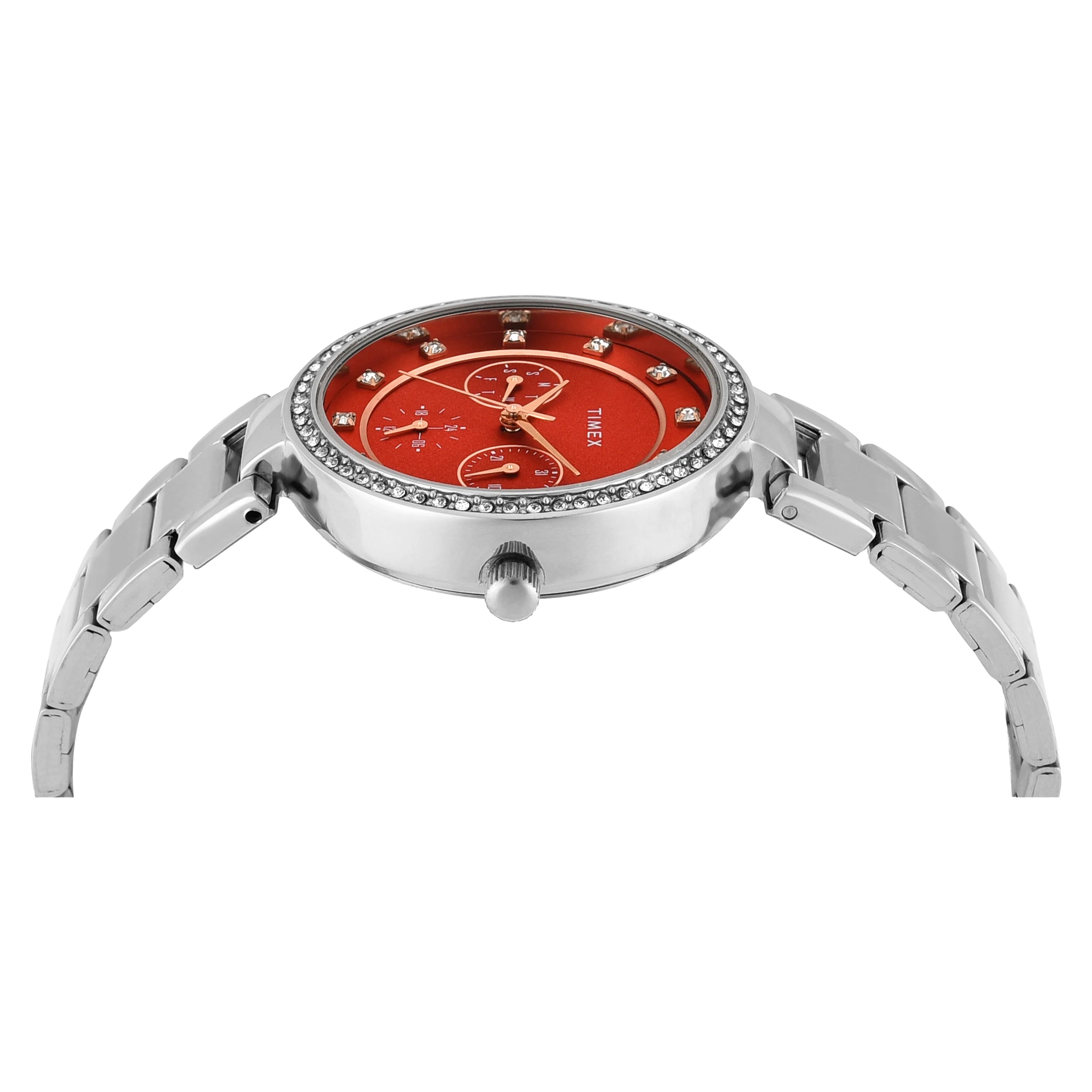 Timex Cosmic Stars Minimal Deep Red Dial Women's Watch TWEL18704 - KRISHNA WATCH COMPANY