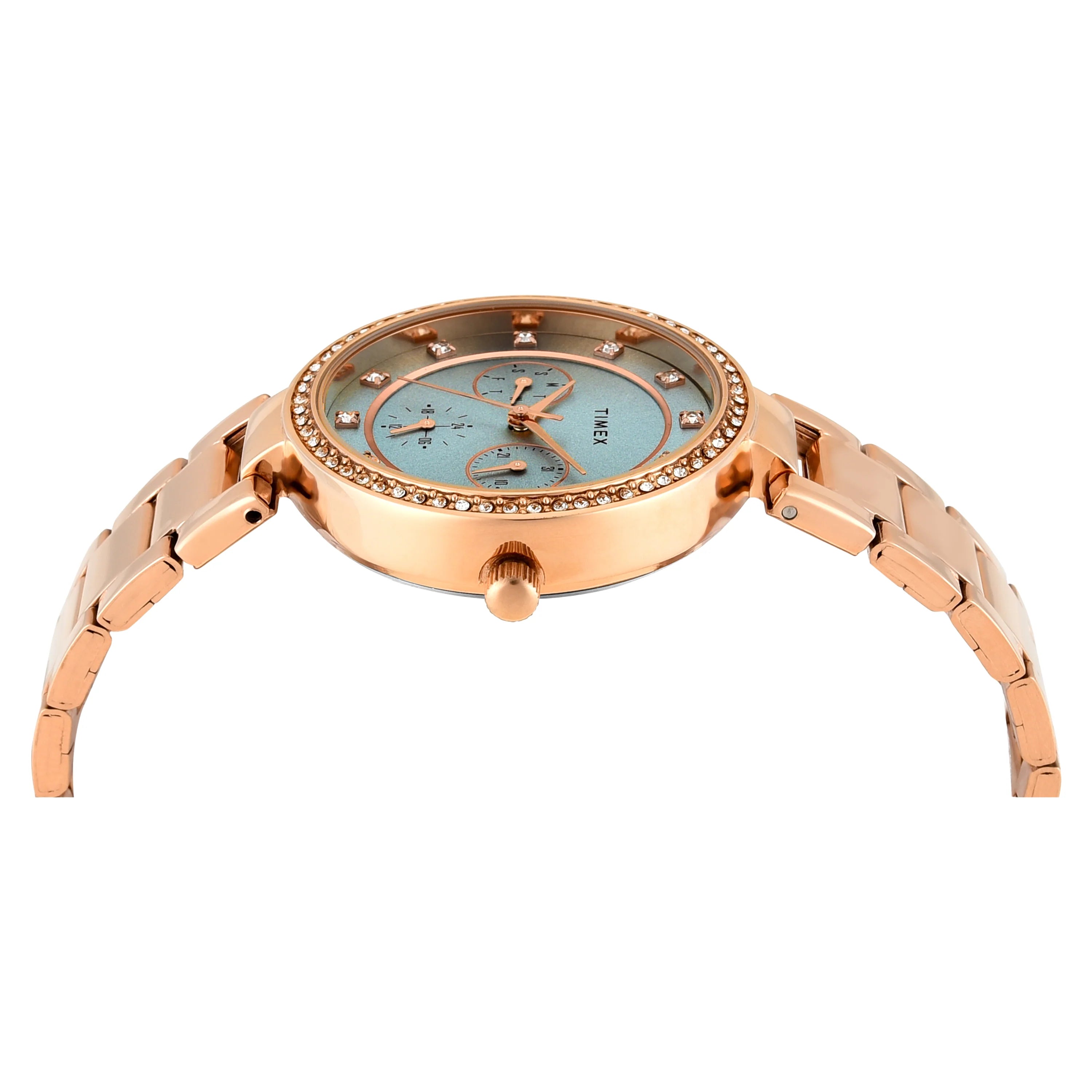 Timex Cosmic Stars Minimal Aqua Blue Dial Women's Watch TWEL18705 - KRISHNA WATCH COMPANY