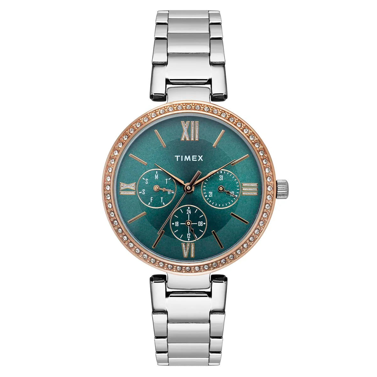 TIMEX Women Teal Round Dial Analog Watch - TWEL18706 - KRISHNA WATCH COMPANY