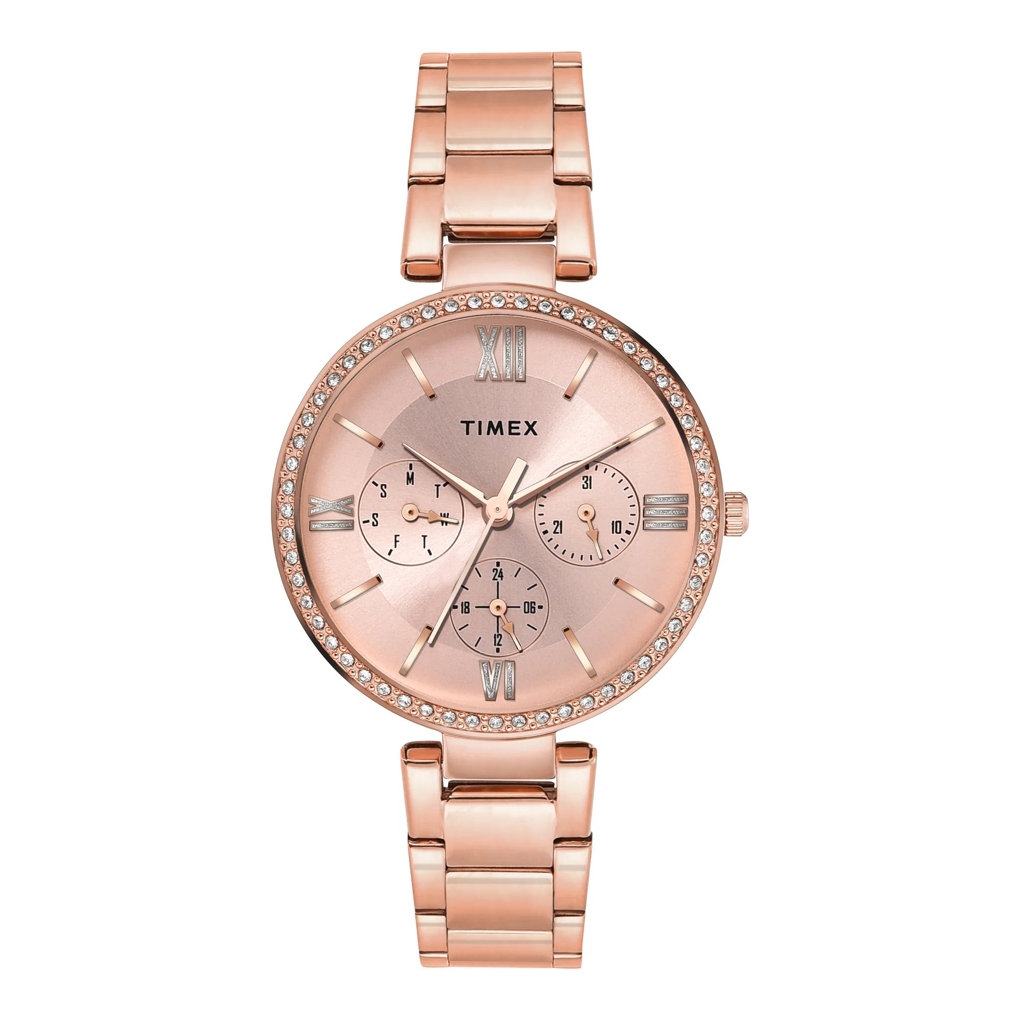 Timex Glitterati Pink Dial with Roman Numbers Women's Astrological Watch - TWEL18707 - KRISHNA WATCH COMPANY