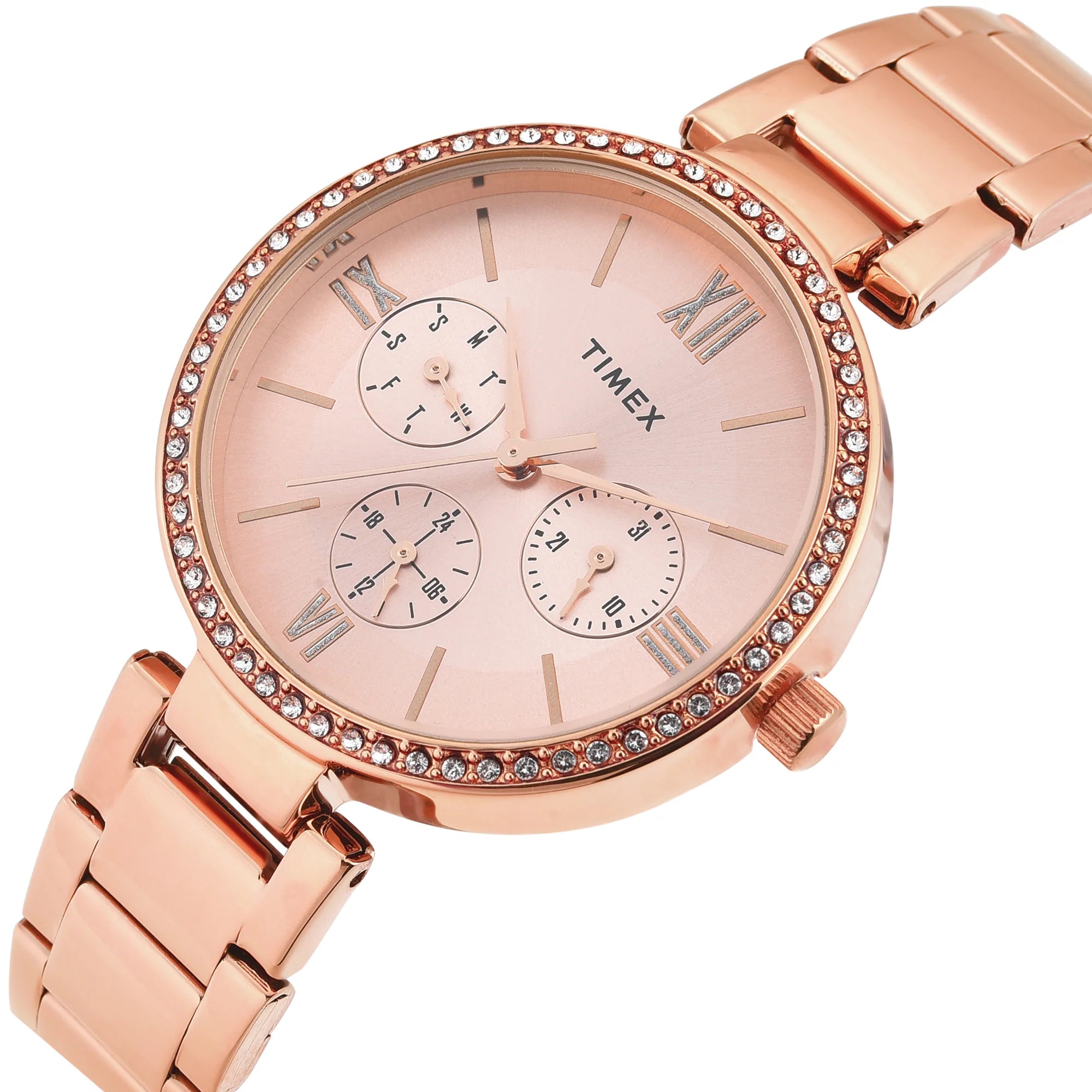 Timex Glitterati Pink Dial with Roman Numbers Women's Astrological Watch - TWEL18707 - KRISHNA WATCH COMPANY