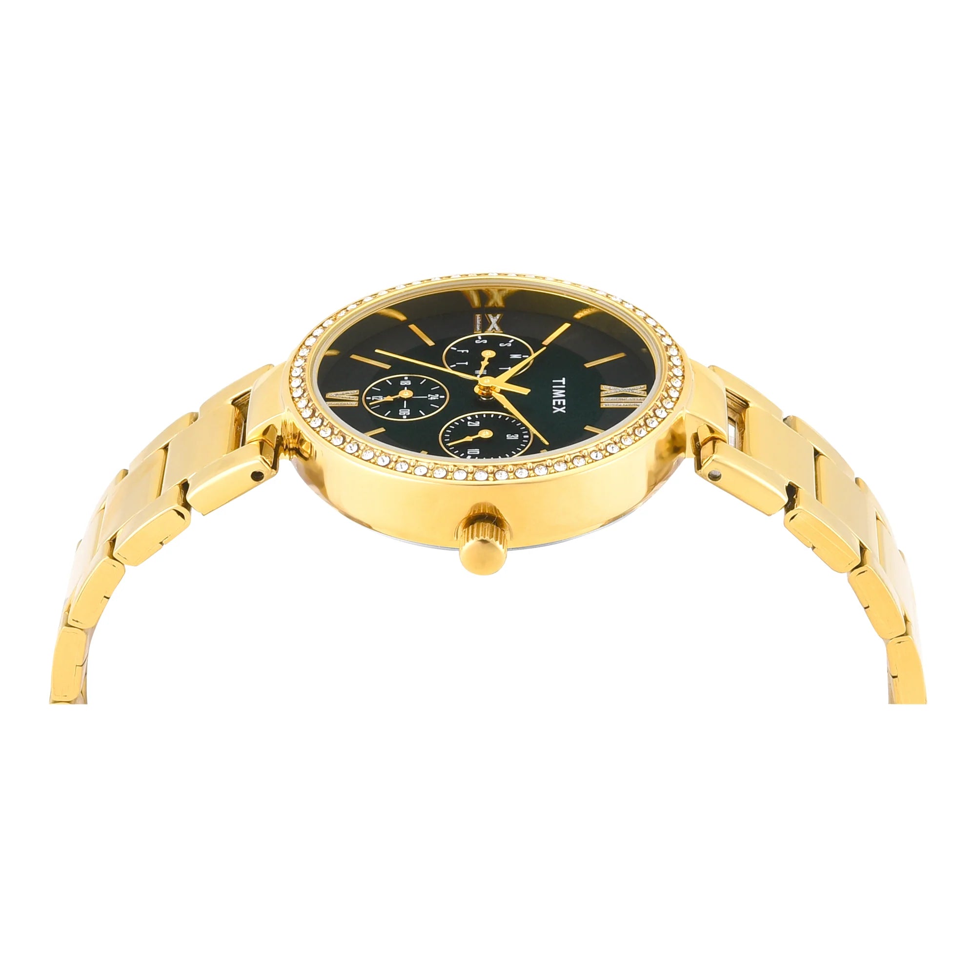 Timex Glitterati Green Dial with Roman Numbers Women's Astrological Watch - TWEL18708 - KRISHNA WATCH COMPANY
