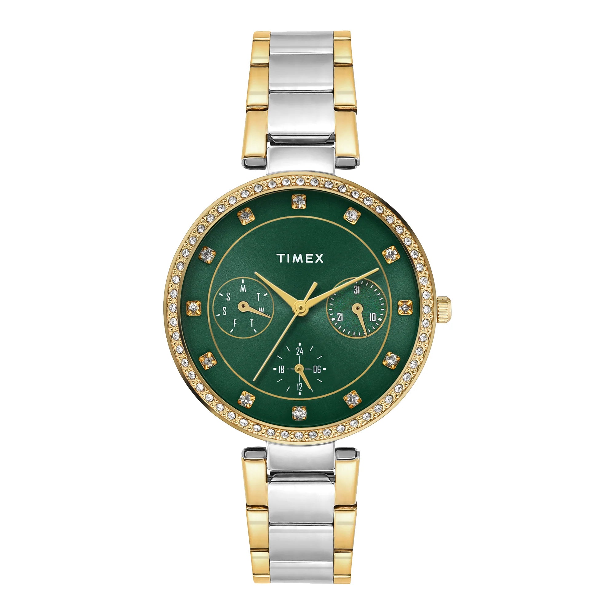 TIMEX Green Round Dial Analog Women's Watch - TWEL18710 - KRISHNA WATCH COMPANY