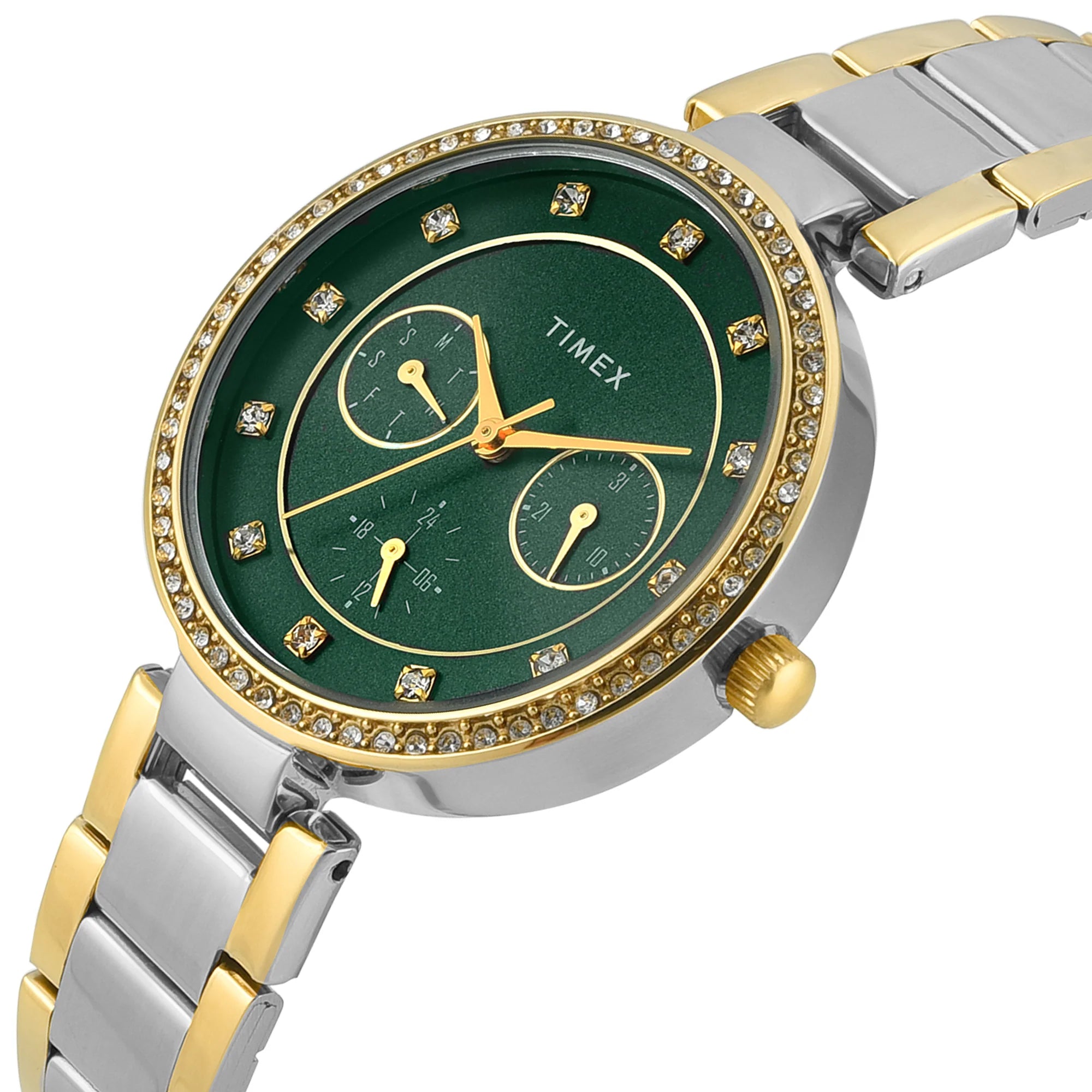 TIMEX Green Round Dial Analog Women's Watch - TWEL18710 - KRISHNA WATCH COMPANY