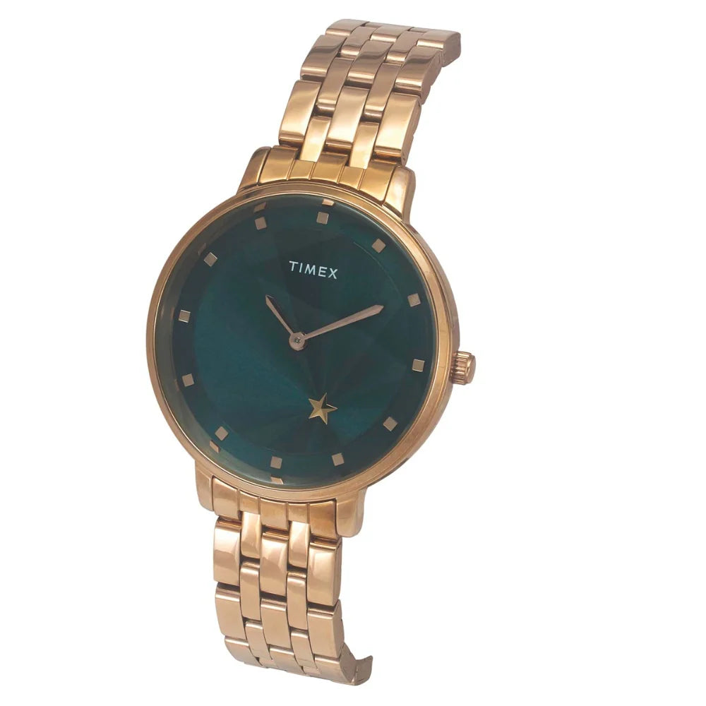 Timex Cosmic Awe Women 2 Hands Round Dial Green Watch - TWEL19103 - KRISHNA WATCH COMPANY