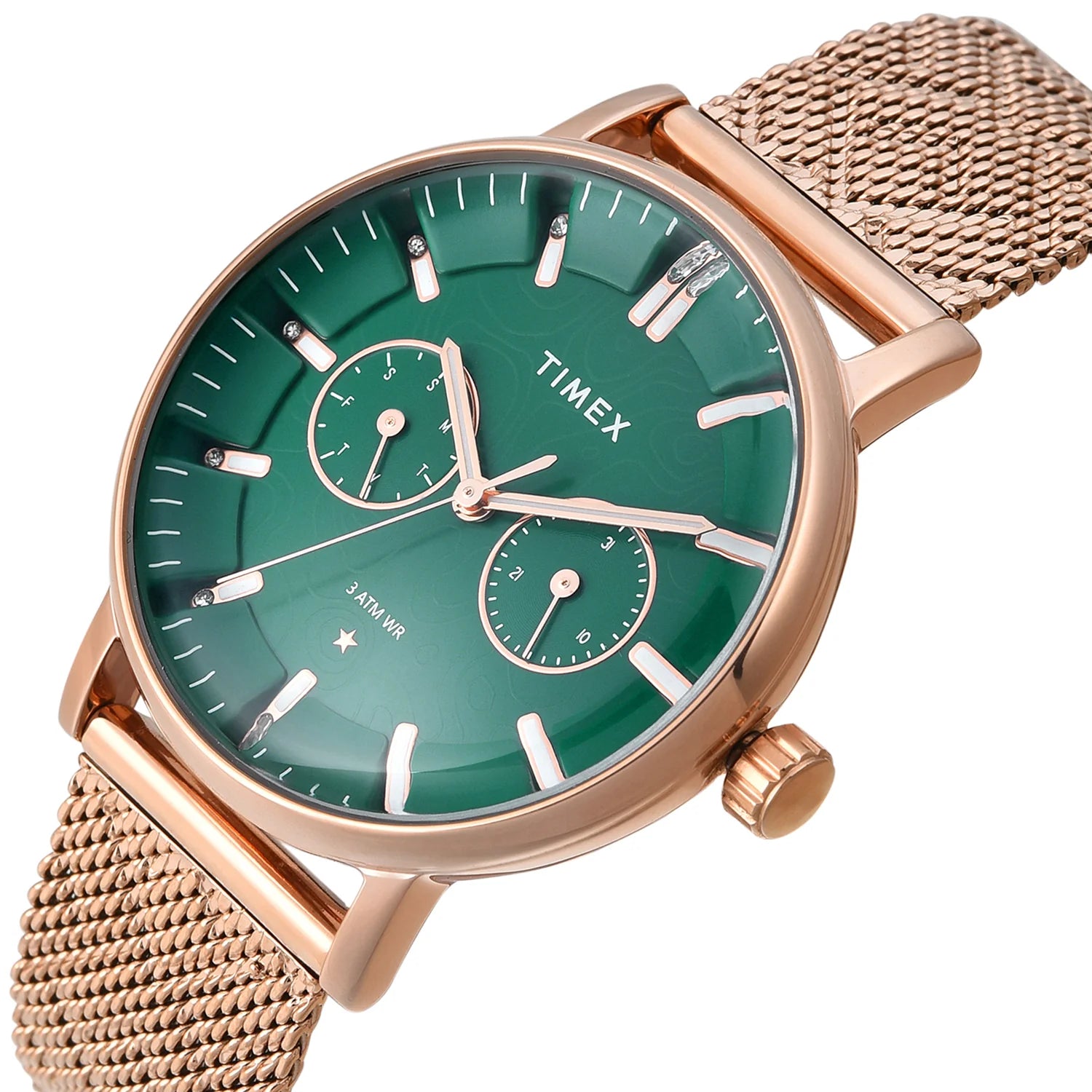 Timex Cosmic Typography Emerald Green Dial Women's Watch - TWEL20302 - KRISHNA WATCH COMPANY