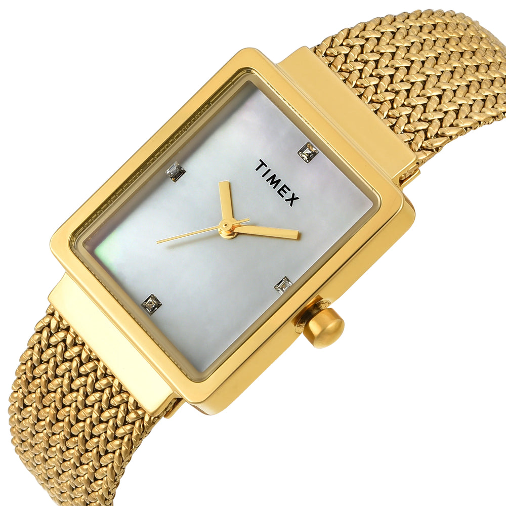 TIMEX Women Mother of Pearl Rectangle Dial Analog Watch - TWEL20703 - KRISHNA WATCH COMPANY