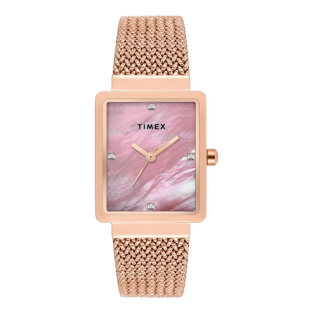 TIMEX Women Mother of Pearl Rectangle Dial Analog Watch - TWEL20704 - KRISHNA WATCH COMPANY