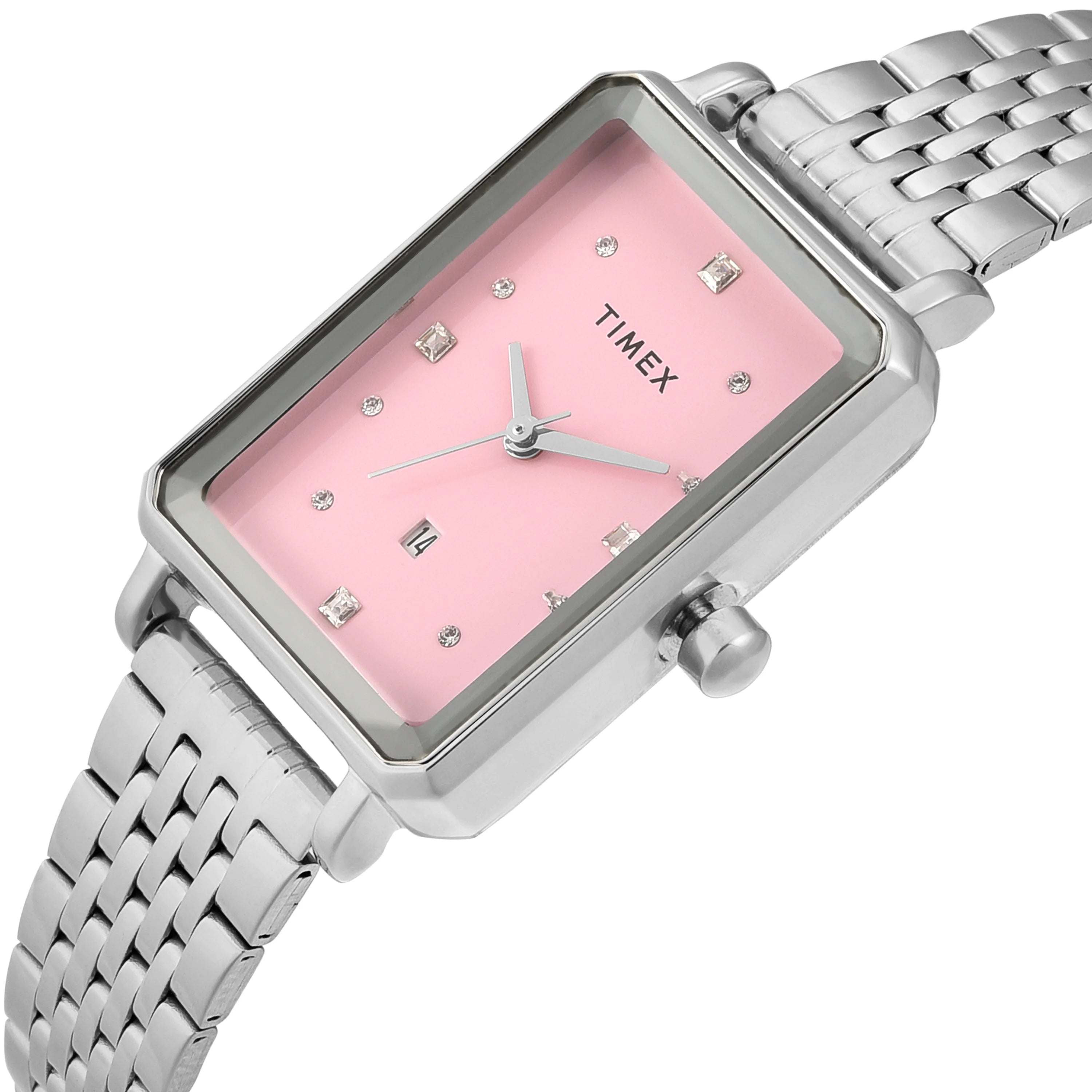 TIMEX Women Pink Rectangle Dial Analog Watch - TWEL20801 - KRISHNA WATCH COMPANY
