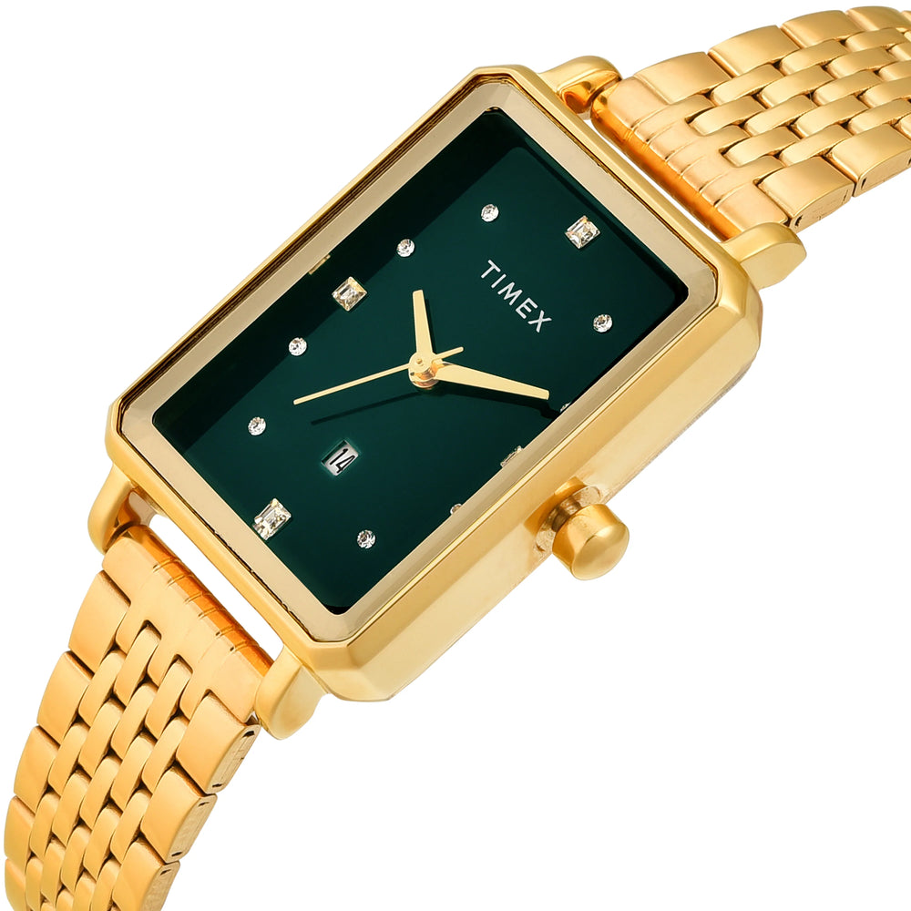 TIMEX Women Green Rectangle Dial Analog Watch - TWEL20802 - KRISHNA WATCH COMPANY