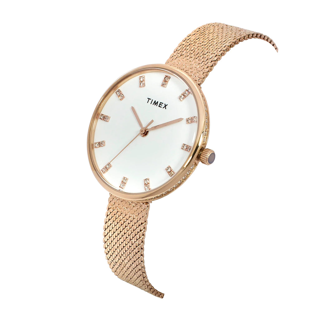 TIMEX Women White Round Dial Analog Watch - TWEL21502 - KRISHNA WATCH COMPANY